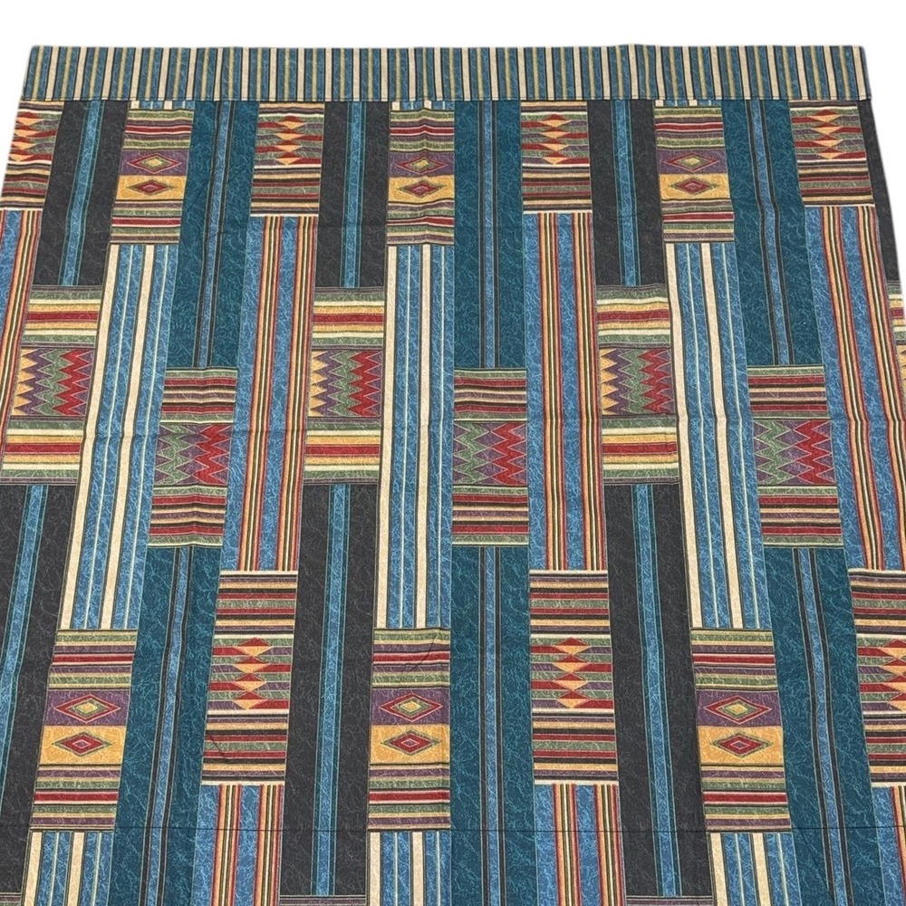 Vintage JCPenney Curtains Pair Southwestern Aztec 90s Geometric Stripe USA 43"